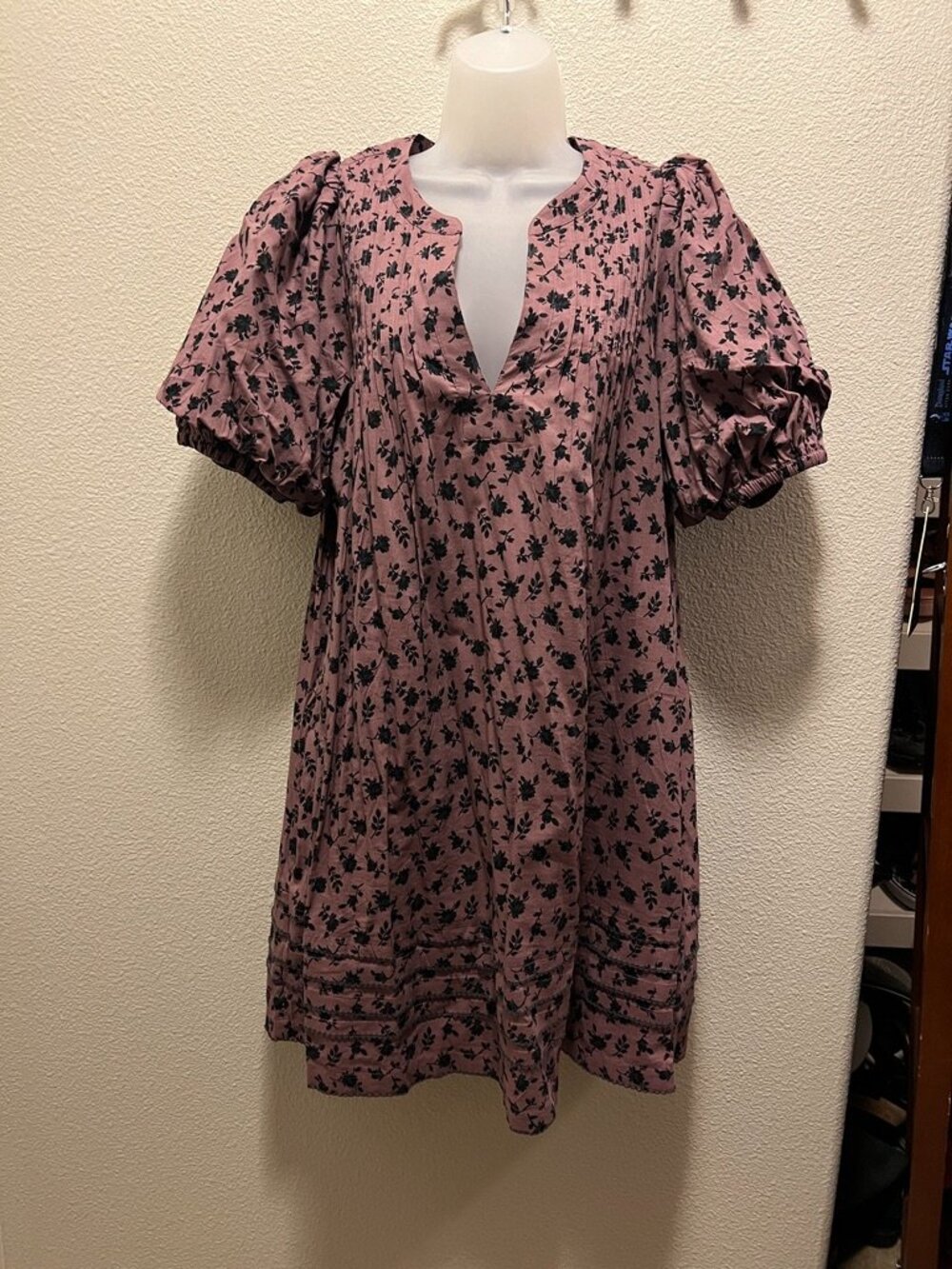 Madewell Tillie Puff-Sleeve Mini Dress in Shadow Blooms Size L - Picture 3 of 4